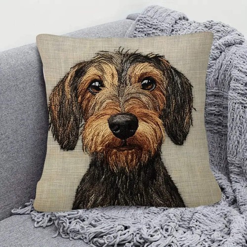 Wire hair dachshund cushion - hair,