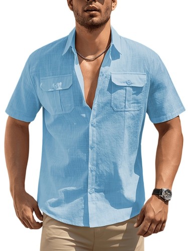 Men short sleeve linen shirt - men,
