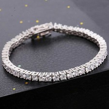 3ct Tennis Bracelet White Gold Diamond Test Pass Lab-Created VVS1/D LED Box 20cm