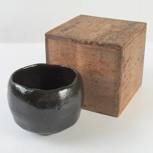 Japanese kuro raku chawan - japanese,