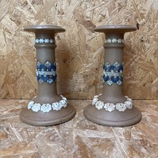 2 x Antique Royal Doulton Lambeth Silicon Candlesticks  Candle Holder 6.5"