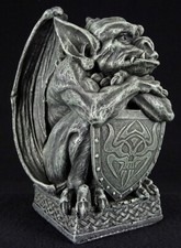 Gargoyle Leans on Shield -