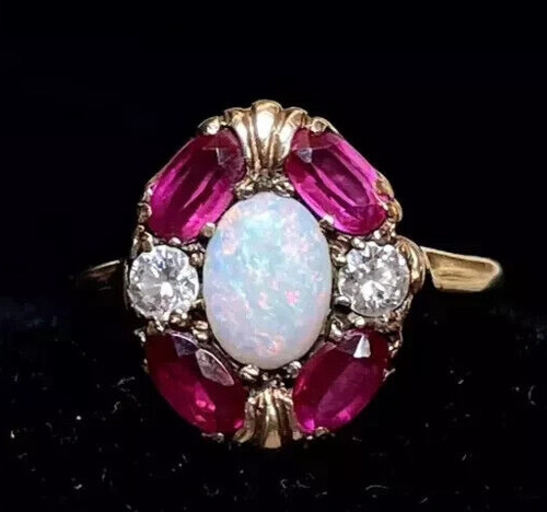 Oval lab created fire - fire, opal