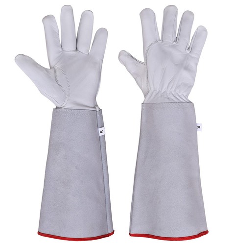 Long leather gardening gloves - long,