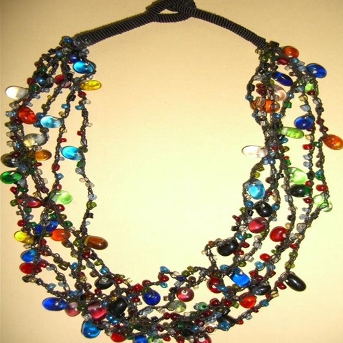 Colorful glass bead necklace - colorful,