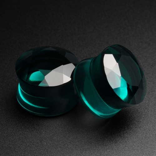 Faceted teal glass double - teal,