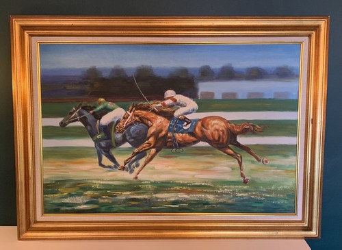 Large framed and - and, oil