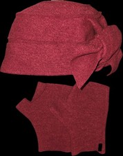 New "OSKA" Boiled Wool Hat & Fingerless Gloves In Garnet  £178
