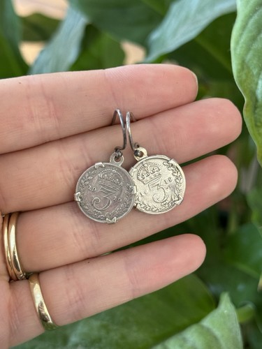 Vintage coin earrings drops - coin,