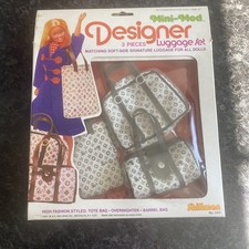 1980 Mini-Mod Designer 3 Piece Luggage Set For All Dolls By Shillman USA.