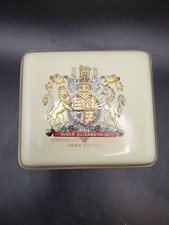 Queen Elizabeth II Coronation 1953 Porcelain Trinket Box with Lid Royal Souvenir