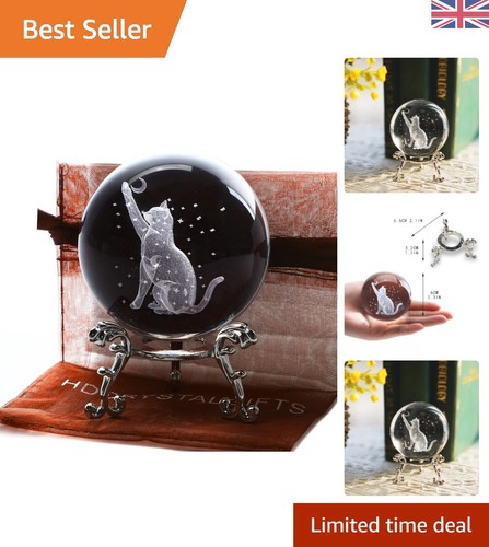 Ornate glass cat paperweight - glass,