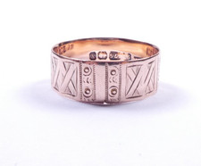 Rose gold wedding ring antique 9 carat gold Victorian Size T Birmingham 1897