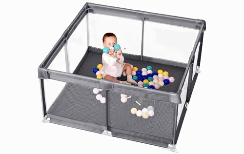 Square grey mesh baby - baby, play