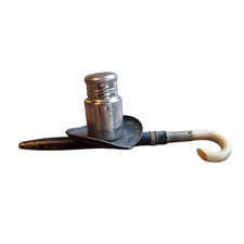 Early 20th Century Antique Travellers Dip Pen With Inkwell Hat Umbrella Figural