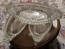Vintage Set Of  4 Jeanette Banana Split Boat Clear Glass Dishes Relish Trays
