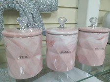 Marble Effect Pink Stylish Coffee Tea Sugar Containers Kitchen Storage Container