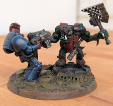 Warhammer 40k Dramatic Diorama featuring Ork Nob and Space Marine Terminator