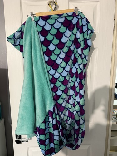Mermaid tail blanket blue - blanket,