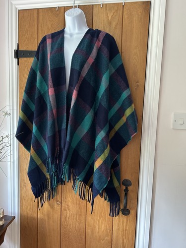 Navy green check - navy, wool