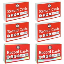 100 x Record Cards Multicolour