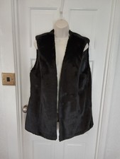 Matalan (Papaya) Soft Black Faux Fur Open Waistcoat Size Uk 18
