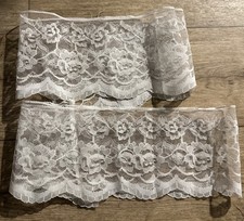 2 x Approx 35” x 5” Used Vintage Lace Trim Ribbon White Sewing Edge (43)