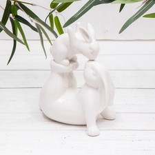 White Ceramic Kissing Rabbits