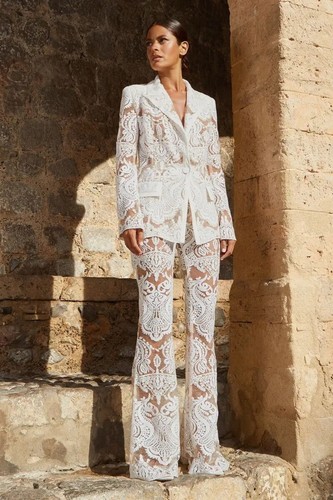Women white lace - women's, fitted