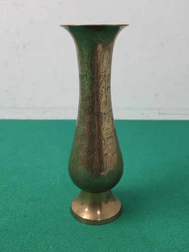 Etched brass vase made - cm,