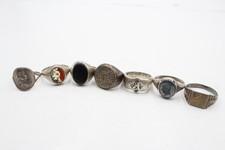 Sterling Silver Rings Gents Moss Agate Rangers Football Signet x 7 (22g) 