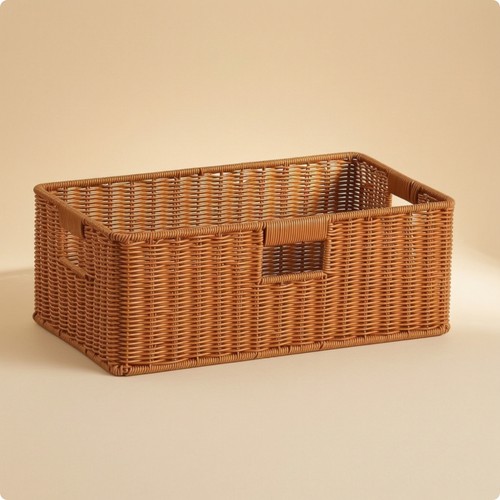 Plastic weave storage basket - plastic,
