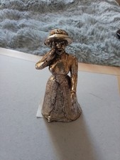 Vintage Heavy Brass Figure Of A Lady Shouting