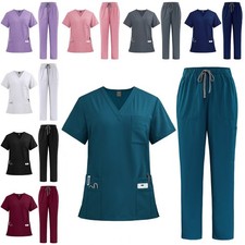 Scrubs Doctor Workwear Sets Mens Women Shirt Pants Suits Nursing Medical Uniform