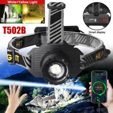 USB 90000LM LED Headlamp Rechargeable Headlight Head Torch Led Light w 2 Battery