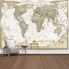 Large World Map Tapestry Wall Hanging Throw Mat Blanket Bedroom Bedspread Decor