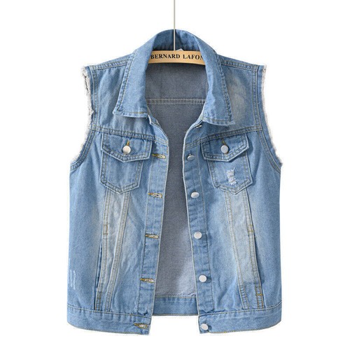 Stretch cotton denim waistcoat - cotton,