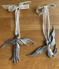 Angel Ornaments X2 -Silver Tone Metal Hanging Decorations w Inspirational Quotes