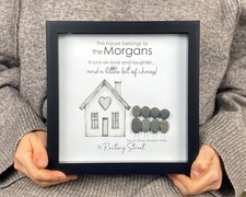 Personalised Family Pebble Art Gift New Home Keepsake Chaos Pebble Picture