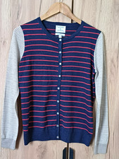 Womens ANTONI & ALISON Navy/Oatmeal Knitted 100% Merino Wool Cardigan size 14-16