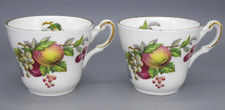 Vintage Regency English Bone China Small Tea Cups Fruits Pattern 5.5cm Tall PAIR