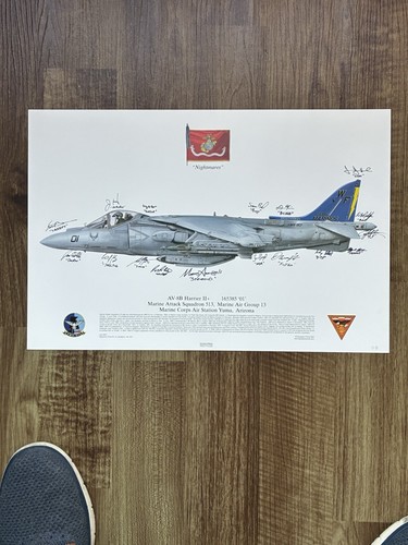 Multi signed harrier - multi-signed, av-8b