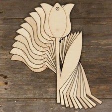10x Wooden Tulip Flower With