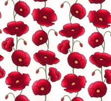 100% Cotton Fabric - Red Poppy
