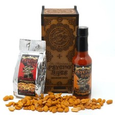 Psycho Juice Dark Arts Gift Set 70% Red Savina Chilli Pepper Sauce & Hot Peanuts