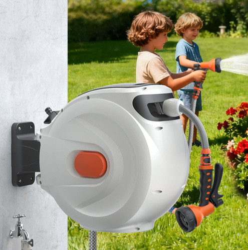 Retractable hose reel wall - hose,
