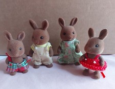 Vintage 1985 Sylvanian Families Rabbit Family Mum, Dad Daughter Son