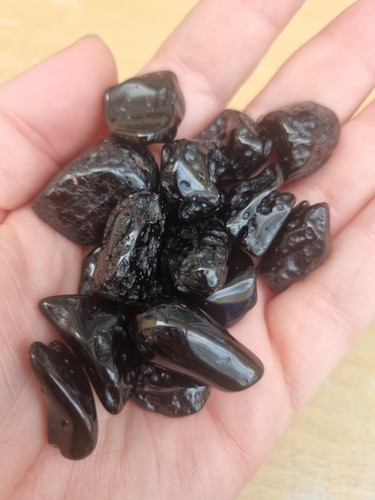 Black tektite pieces meteorite - black,