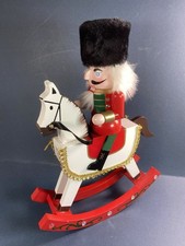 Wooden Christmas Nutcracker Soldier on Rocking Horse - Xmas Festive Decoration