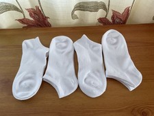 4 Pack White  Ladies/ Girls Thick Ankle Trainer Socks - 4-7 shoe - BNWOT